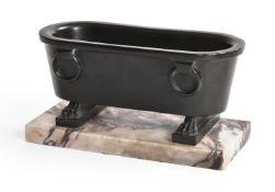 AN ITALIAN MODEL OF A ROMAN BATH IN BELGIAN BLACK MARBLE, MID 19TH CENTURY