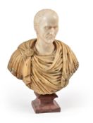 A POLYCHROME MARBLE BUST OF JULIUS CAESAR (100 BC-44 BC), 19TH CENTURY