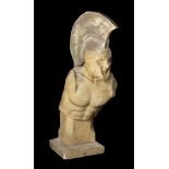 A LARGE PLASTER BUST FRAGMENT OF A HOPLITE WARRIOR, 20TH CENTURY