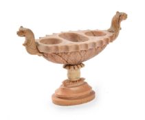 A MODEL OF A ROMAN INKWELL IN GIALLO ANTICO, LATE 19TH CENTURY