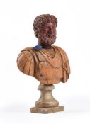 AN ITALIAN POLYCHROME MARBLE BUST OF THE ROMAN EMPEROR HADRIAN (76 AD-138 AD), 19TH CENTURY