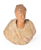 A POLYCHROME MARBLE BUST OF A ROMAN PATRICIAN WOMAN