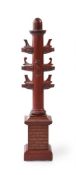 AN ITALIAN MODEL OF A ROSTRAL COLUMN IN ROSSO ANTICO MARBLE, MID 19TH CENTURY