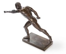 AFTER THE ANTIQUE, A 'GRAND TOUR' BRONZE FIGURE OF 'THE BORGHESE GLADIATOR', EARLY 19TH CENTURY
