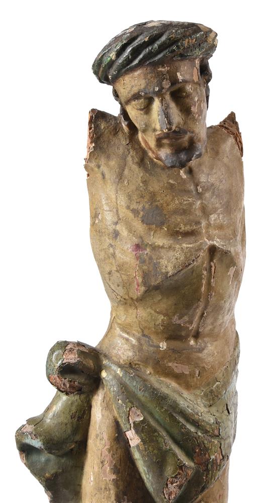 A EUROPEAN POLYCHROME WOOD CORPUS FIGURE, 17TH CENTURY - Image 2 of 3