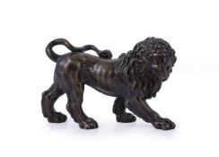 A BRONZE FIGURE OF A PACING LION, NORTH ITALIAN OR SOUTH GERMAN, EALRY 19TH CENTURY