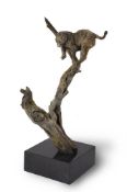 λ Hamish Mackie (British b. 1973), Leopard Turning in Tree