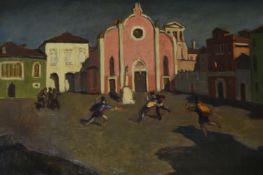 Adolf Fényes (Hungarian 1867-1945), Duelling in the town square