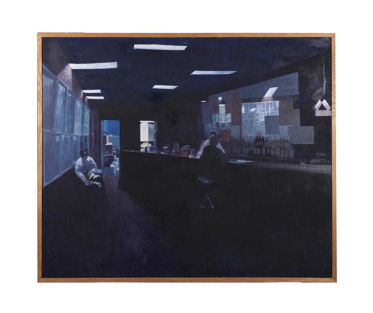 λ Hector McDonnell (Irish b. 1947), Bowling-Alley Bar - Image 2 of 3