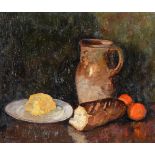 λ Albert Malet (French 1902-1986), Still life of bread, butter, oranges and a jug