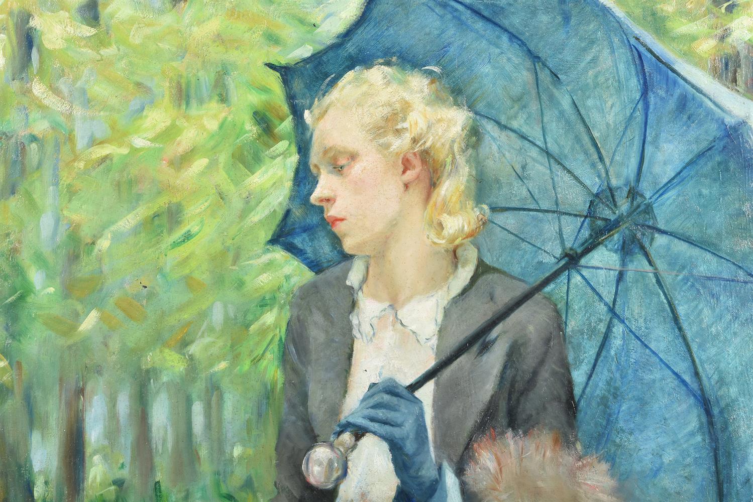 λ Suzanne Bechely Beadle (British 20th century), The Blue Umbrella - Image 3 of 4