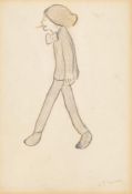 λ Laurence Stephen Lowry (British 1887-1976), Figures wearing a bow tie and smoking a cigarette