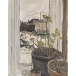 λ Jean Cooke (British 1927-2008), Geraniums on a Window Ledge