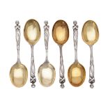 A set of six Victorian silver figural spoons by Henry William Curry