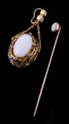 A Victorian later opal and white stone pendant