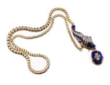 A mid Victorian diamond and garnet snake necklace