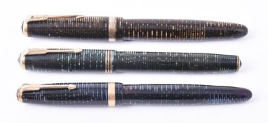 Parker, Vacumatic, three striped fountain pens,