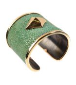 A green shagreen cuff by Stephen Webster