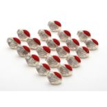 Twenty silver mounted chick pin cushions