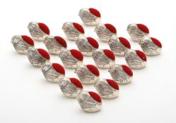 Twenty silver mounted chick pin cushions