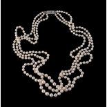 A three row cultured pearl necklace