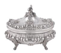 A Continental silver coloured shaped oval baluster box