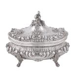 A Continental silver coloured shaped oval baluster box