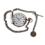 Walter Wyatt, Bournemouth, Silver keyless wind half hunter pocket watch, no. 599, circa 1909