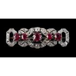 A mid 20th century ruby and diamond brooch