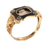 A gold and enamel William IV mourning ring