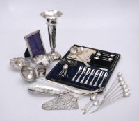 A collection of silver, silver coloured and plated items