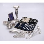 A collection of silver, silver coloured and plated items