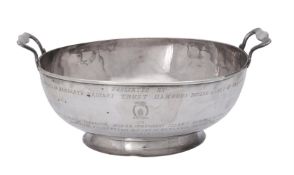 [President of Pakistan interest] A Pakistani silver coloured twin handled bowl