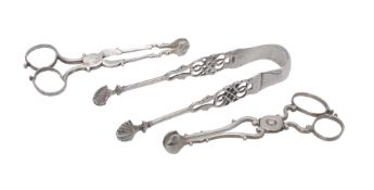 Two George III silver sugar nips and a sugar tongs