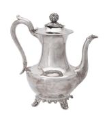 Y An early Victorian silver baluster coffee pot by Joseph Angell I & Joseph Angell II