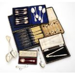 Y A collection of silver and silver coloured flatware