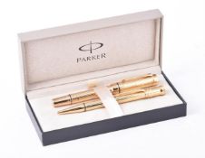 Parker, Duofold, a rare retail sample gilt metal fountain pen and ball point pen