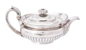 Y A George IV silver circular tea pot by William Knight II