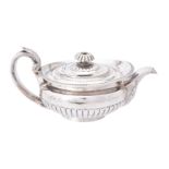 Y A George IV silver circular tea pot by William Knight II