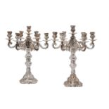 A pair of Italian silver coloured candelabra