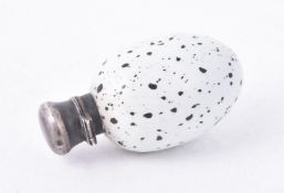 A Victorian or Edwardian silver mounted porcelain egg scent bottle by Cornelius Desormeaux Saunders