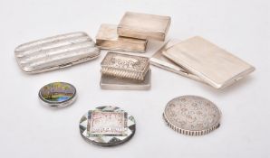 Y A collection of silver and silver mounted boxes