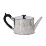 A George III silver oval straight-sided tea pot by William Vincent