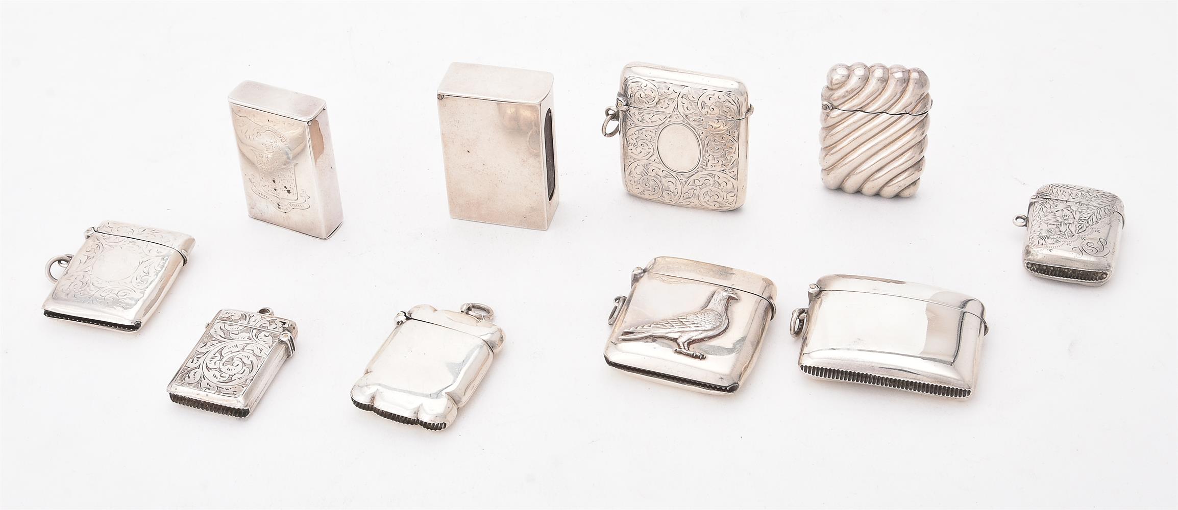 A collection of silver vesta cases