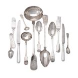 A silver matched fiddle pattern part table service for twelve place settings