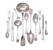 A silver matched fiddle pattern part table service for twelve place settings