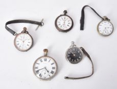 A white metal open face keyless wind pocket watch