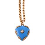 A mid Victorian turquoise enamel heart pendant