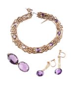 An early 20th century amethyst gate link bracelet