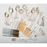 Y A collection of silver and silver mounted flatware
